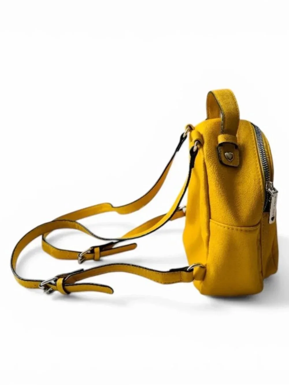 Betsey Johnson Yellow Quilted Mini Backpack with Dog Patch